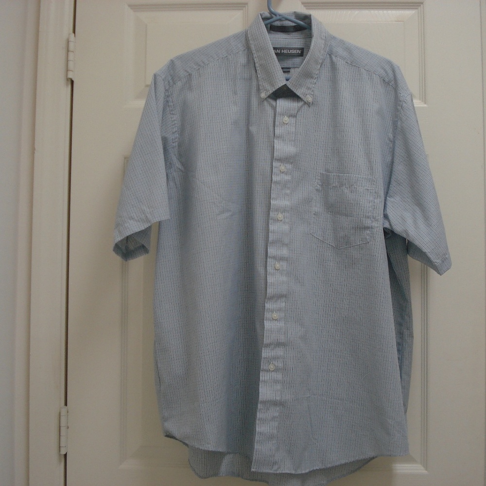 Van Heusen Check Button Down Short Sleeve Shirt
